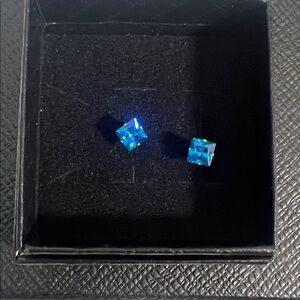 Blue Square-Cut Stud Earrings - Women Jewelry